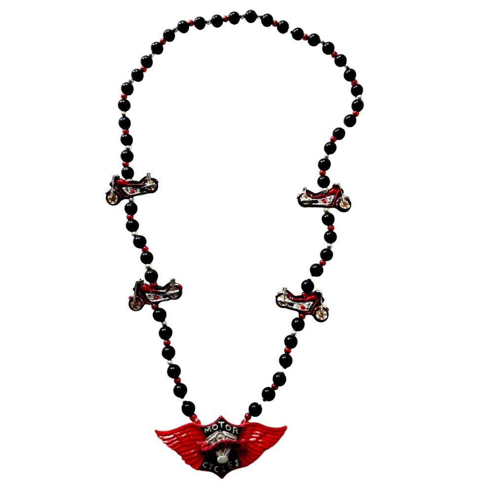 Harley Davidson Y2K Mardi Gras New Years Eve Party Bead Motorcycle Necklace